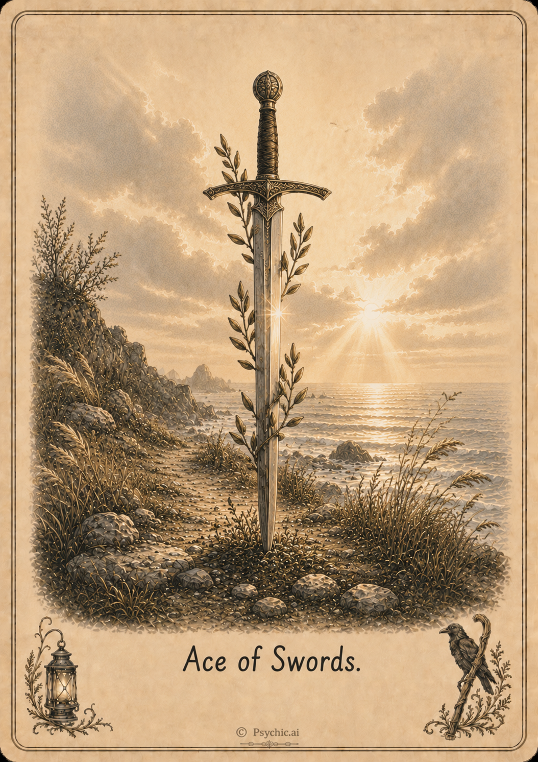 Ace of Swords tarot card illustration